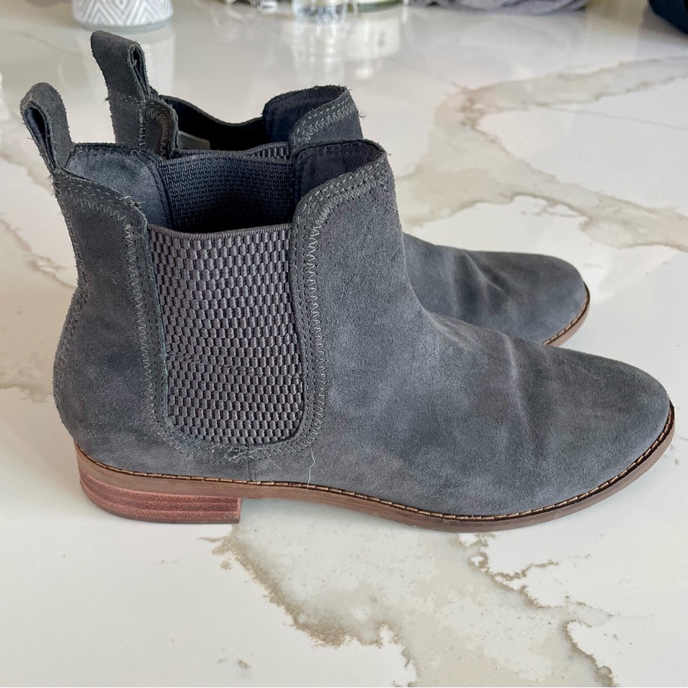 TOMS Suede Grey/Blue Booties SIZE 7